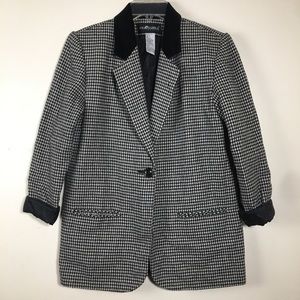 Sag Harbor Checkered Black & White Blazer Shoulder Pads Single Button Size 4